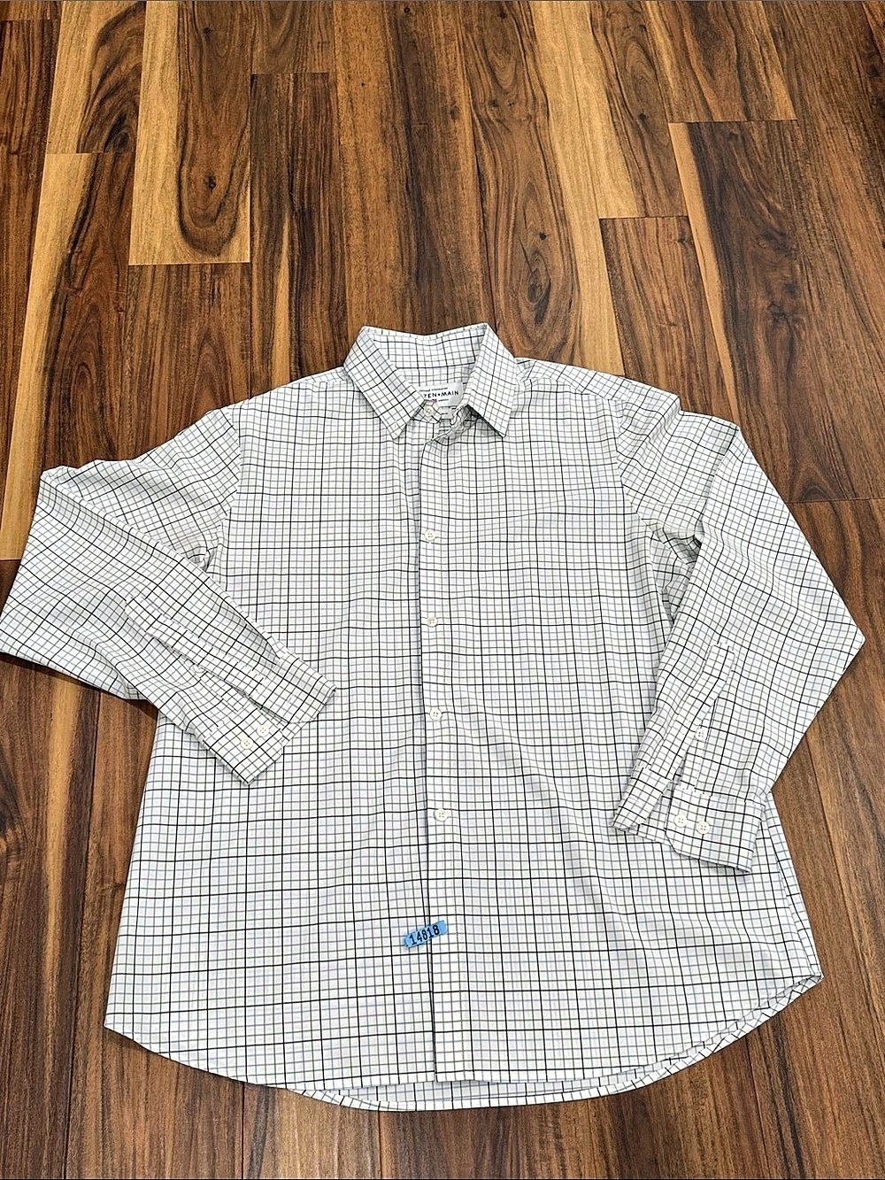 MIZZEN+MAIN Leeward Performance Dress Shirt in White & Blue Medium